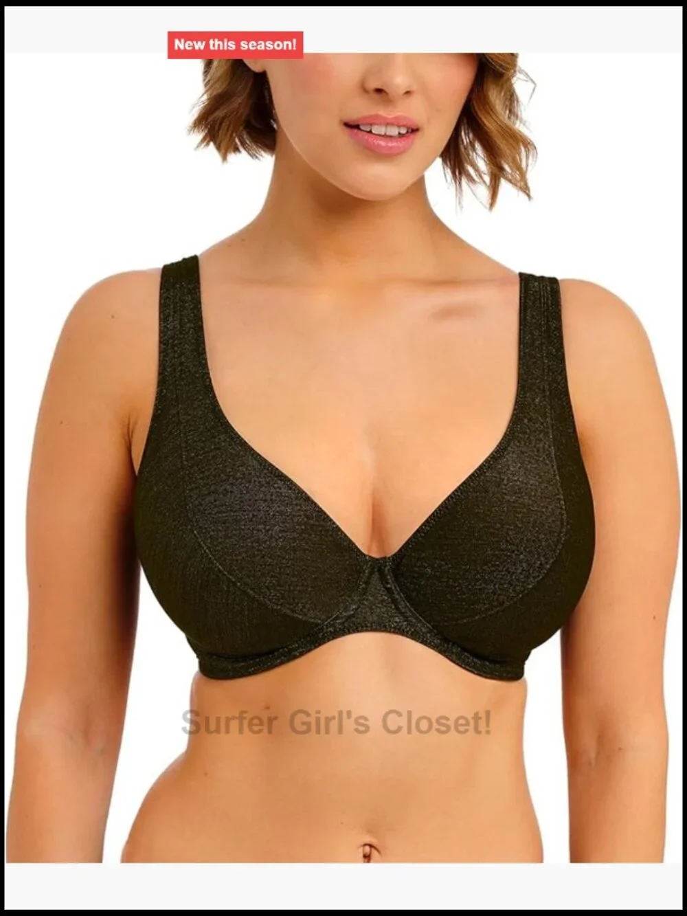Underwire High Apex Bikini Top Racerback Hook and Bar Closure